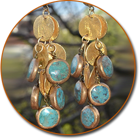 Turquoise and Gold Earrings 